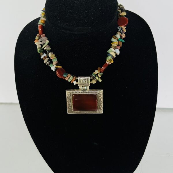 Tuareg Necklace 1 | Multicolored Chips of Agate with Silver Framed ...