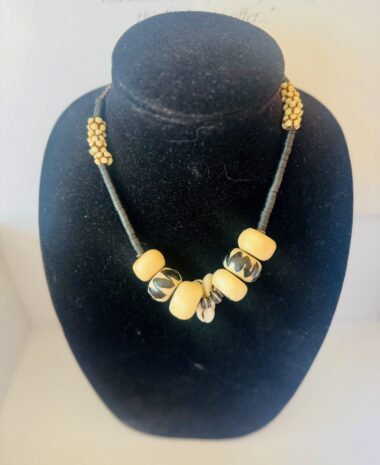 Vintage Necklace:  Beige and Mudcloth beads