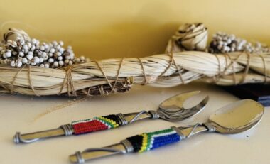 Stainless Steel Ndbele Beaded Serving Spoons  |  South Africa
