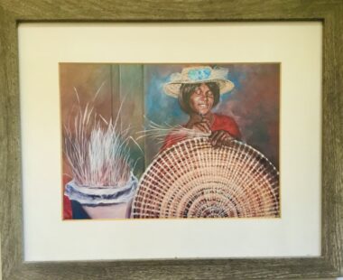 Gullah Woman making a Basket  |    Framed Print - 12 X 16