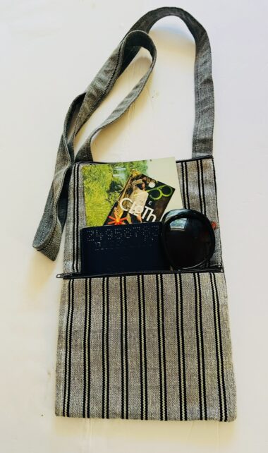 Grey Cotton Pouch with multiple pockets  |  10X6.5