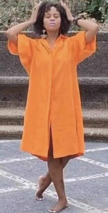 Orange Linen Dress in stock - Medium  |  The CLOTH, Trinidad and Tobago